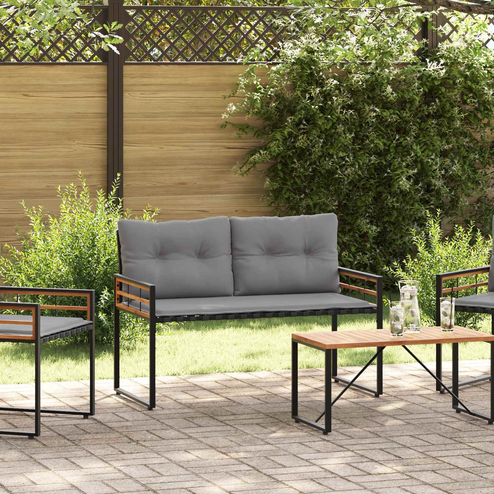 vidaXL Ławka Z Warstwą Drewnianą Gładki jasnoszary 114 x 55 x 77 cm