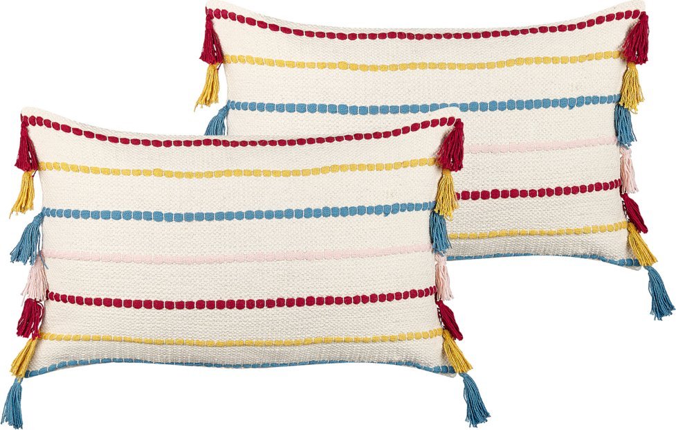 Beliani 2 poduszki w paski z frędzlami 40 x 60 cm wielokolorowa AGAVE