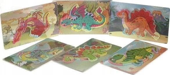 Adar Układanka Puzzle drewniane Dinozaury 543706 mix cena za 1 szt