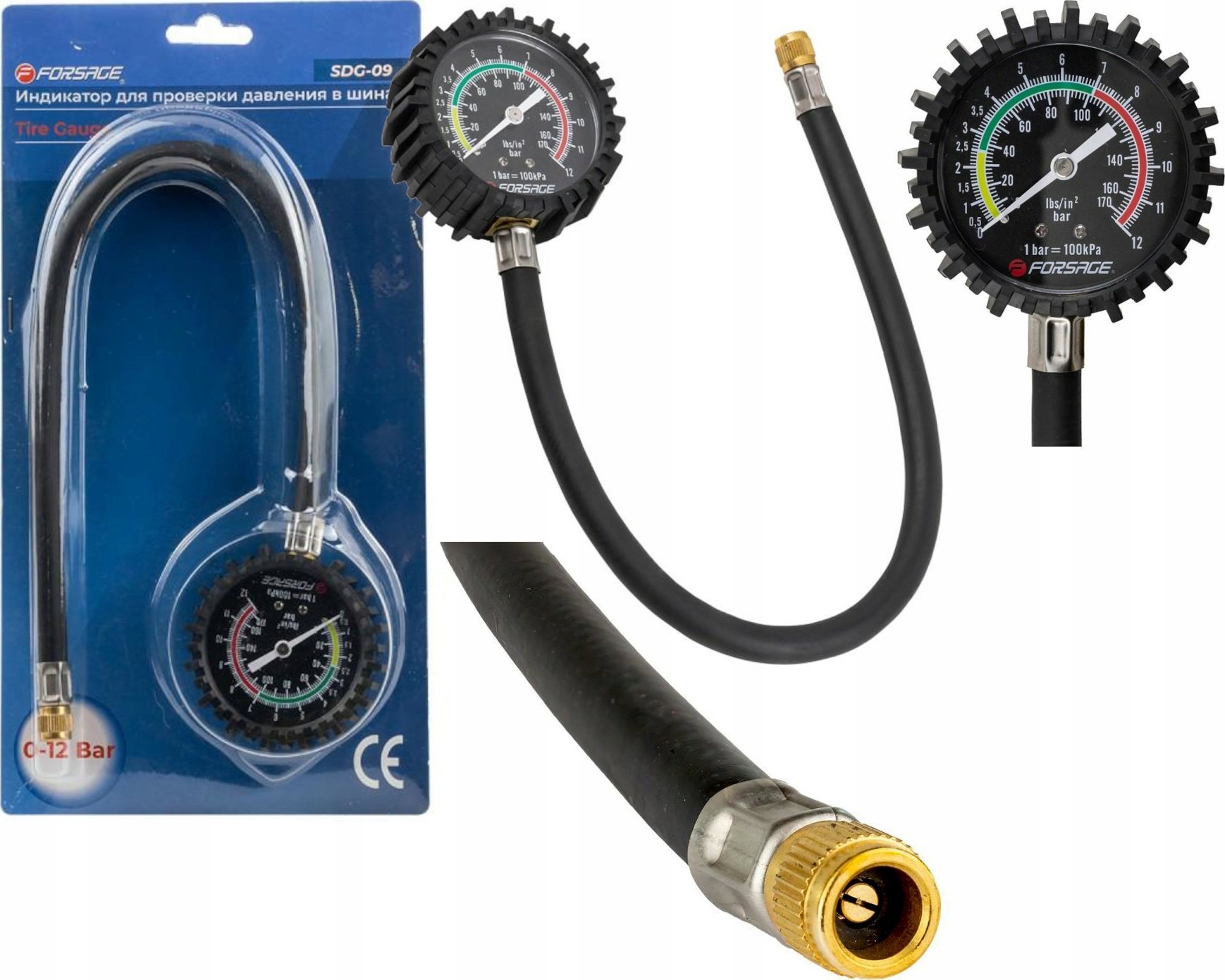 Forsage Wskaźnik ciśnienia w oponach (0-12 Bar)