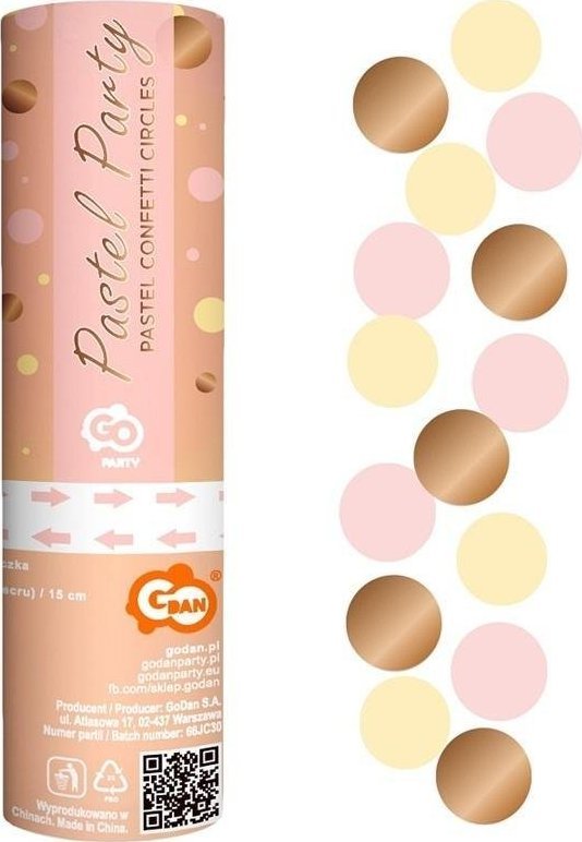GoDan Konfetti pneumatyczne kółka różowe, złote.. 15cm