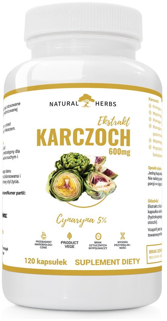 NATURAL HERBS_Karczoch ekstrakt 600mg suplement diety 120 kapsułek