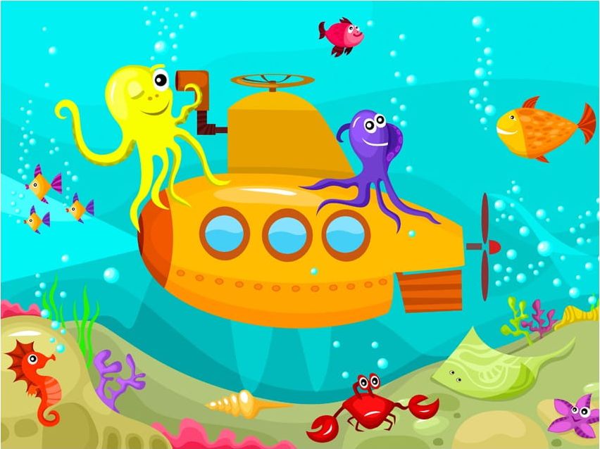 DecoNest Fototapeta - Łódź podwodna - 250X193