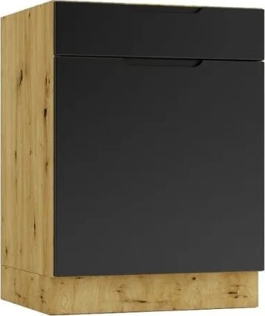 Stolkar Szafka kuchenna stojąca ISABEL D60S/1 P/L czarny mat/dąb artisan STOLKAR
