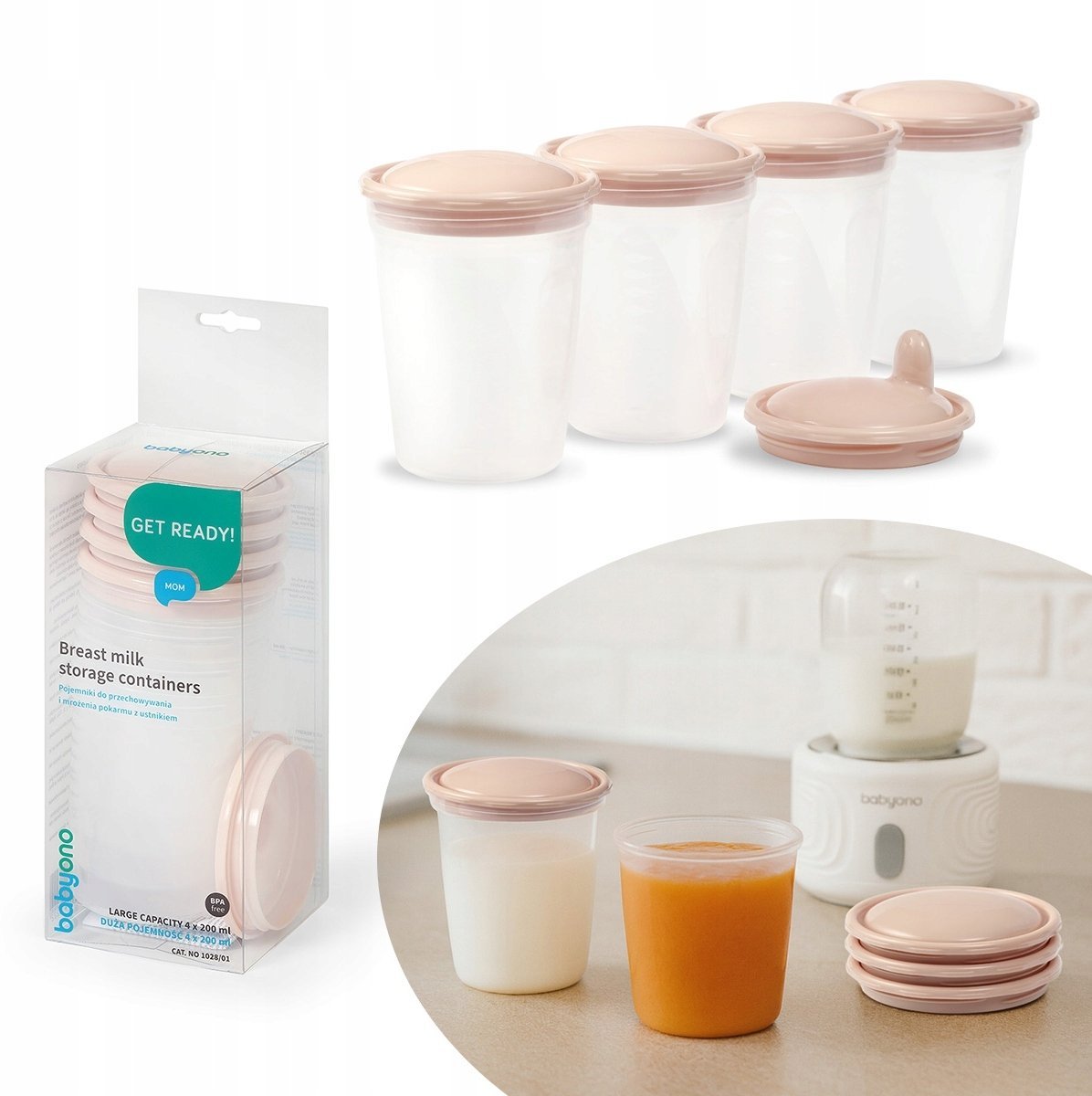 BabyOno POJEMNIK DO PRZECHOWYWANIA I MROZENIA POKARMU Z USTNIKEM