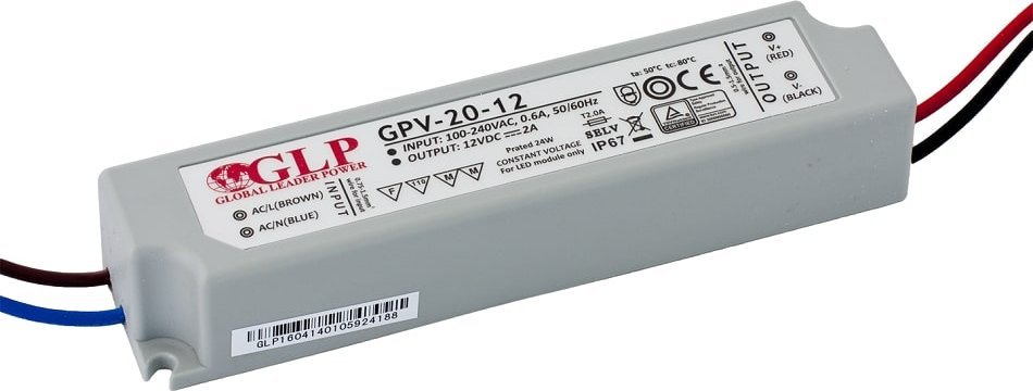 GLP power supply GPV series 5V/3A, CV, non-PFC, IP67 plastic case