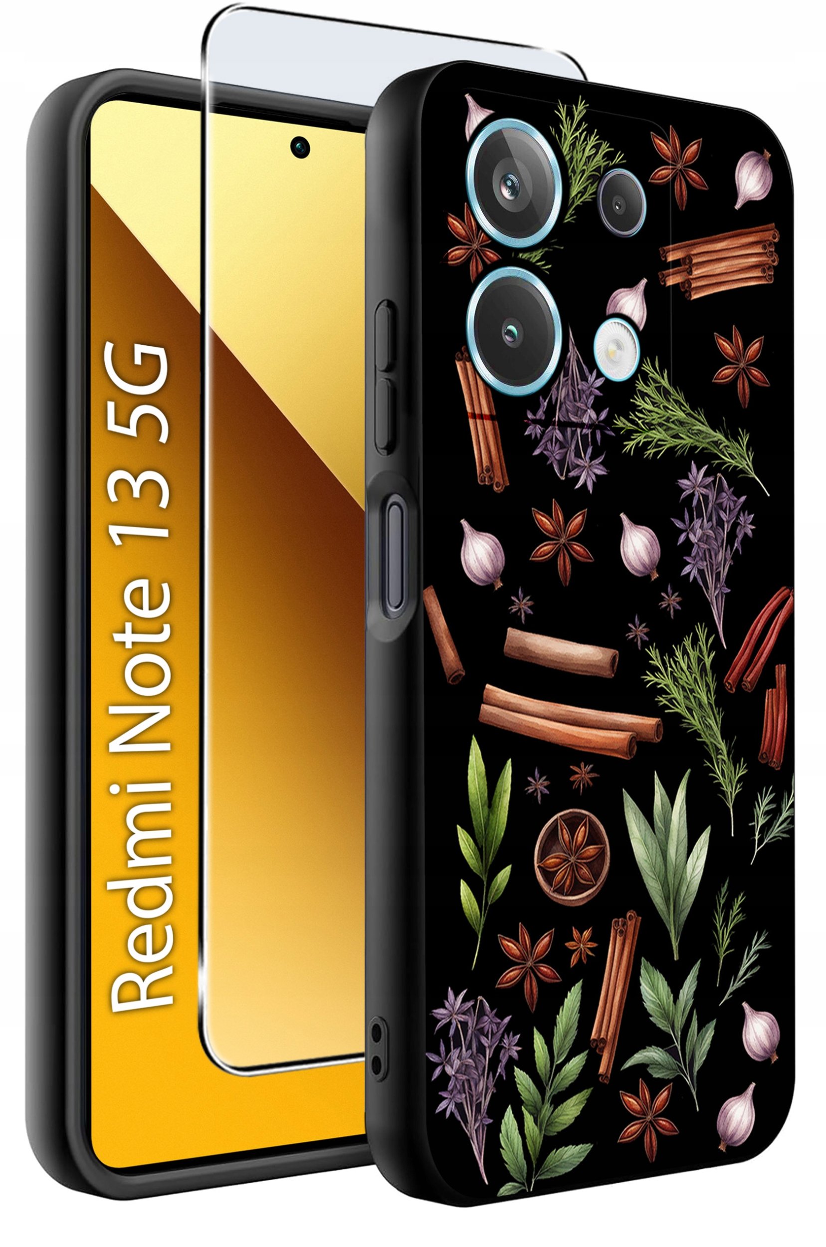 ETUI do Xiaomi Redmi Note 13 5G WZORY |SILIKONOWE MATT CASE +SZKŁO 9H