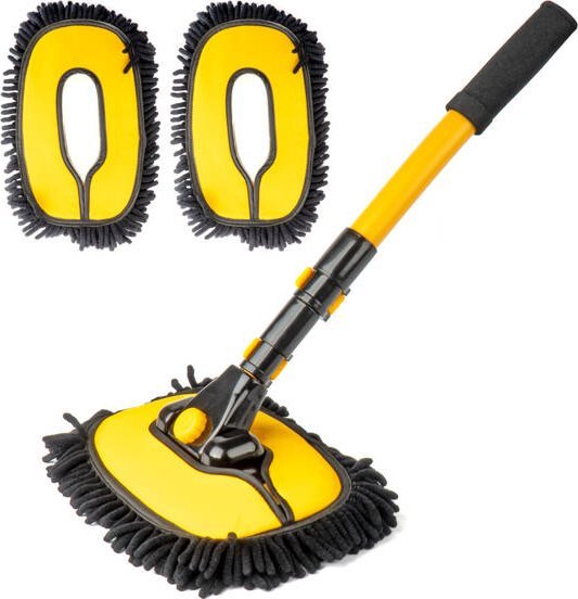 Szczotka teleskopowa do mycia samochodu auta z 3 wymiennymi nakładkami AMIO-04333