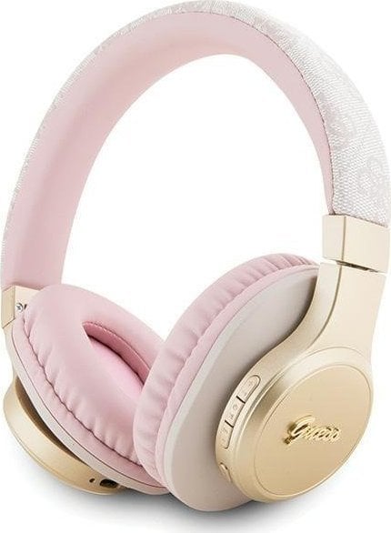Słuchawki Guess Guess słuchawki nauszne Bluetooth GUBH604GEMP różowe 4G PU Leather With Script Metal Logo