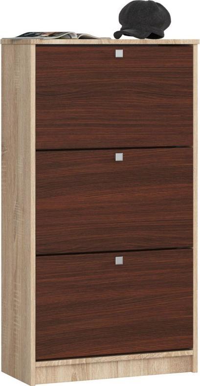 Fabryka Mebli Akord Szafka na buty 3 uchylne drzwiczki 60 cm - dąb sonoma-wenge