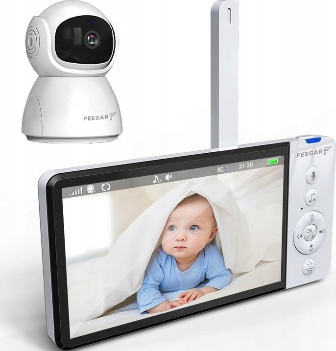 Niania Feegar elektroniczna - kamera obrotowa lcd 5'' 5000mah zoom nagrywanie