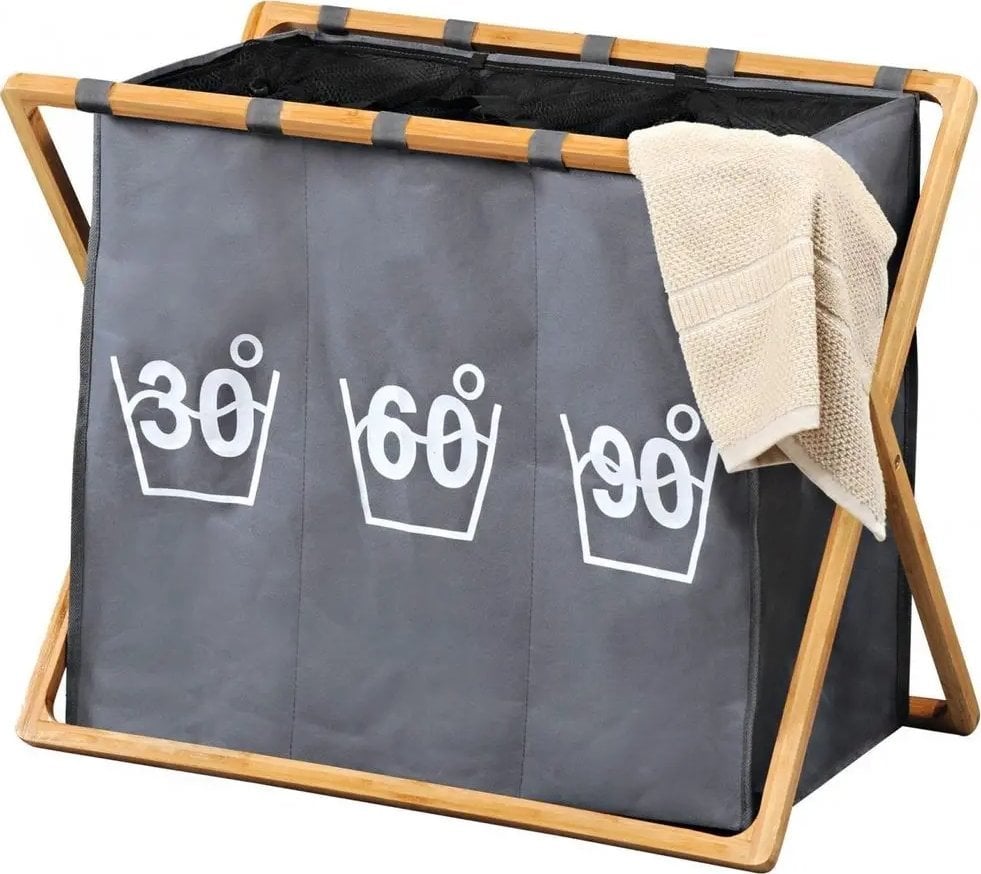 Kesper Kosz na pranie z trzema przegródkami, na stelażu,