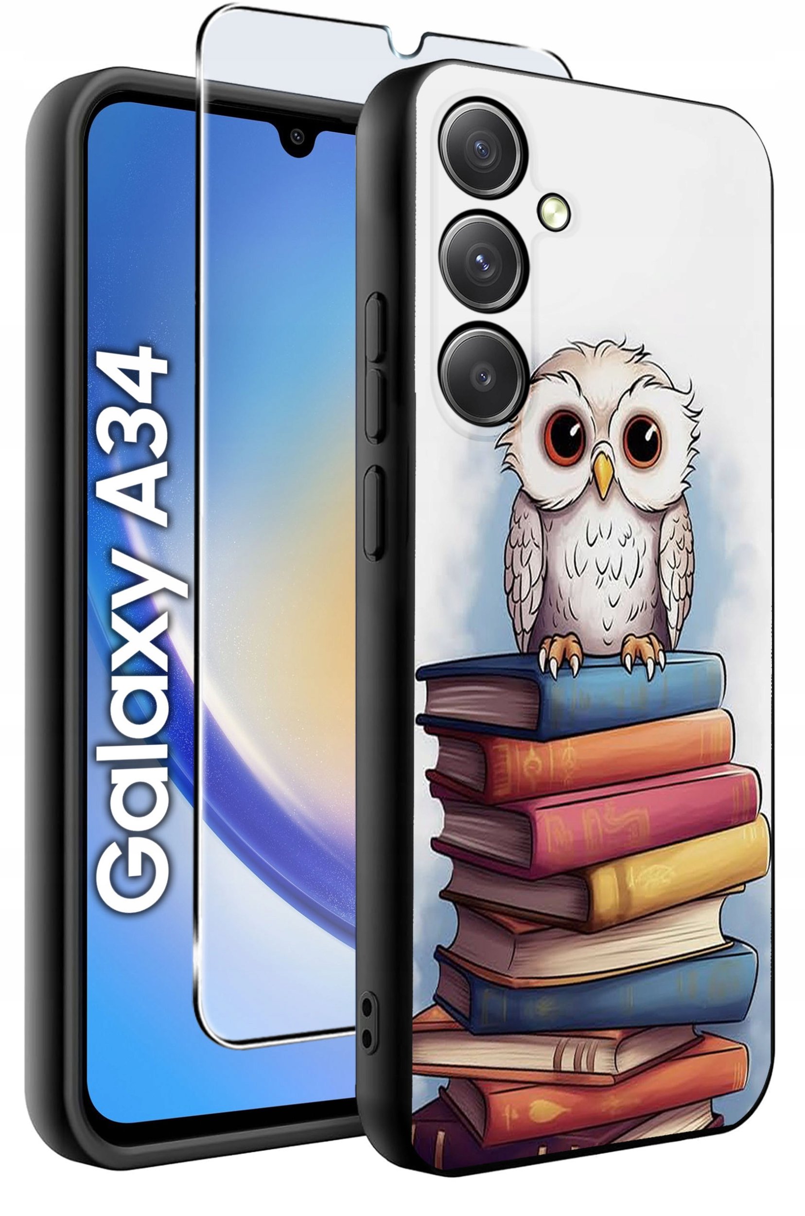 ETUI do Samsung A34 5G WZORY | SILIKONOWE MATT CASE + SZKŁO 9H