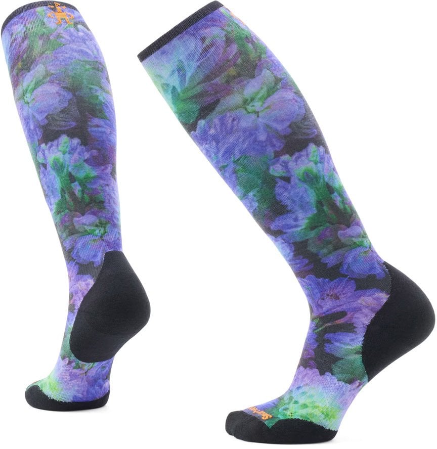 W'S Ski Targeted Cushion Electric Lotus Print OTC Socks, 001 | black, M