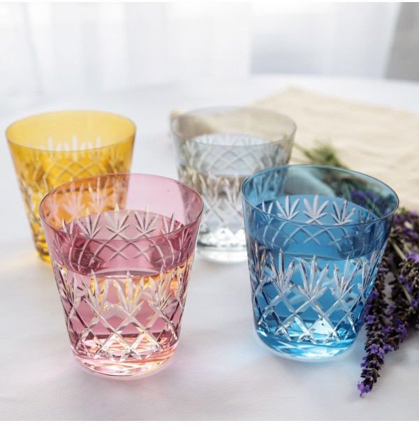 Crystal Julia szklanki do whisky 4 sztuki kolorowe Ananas