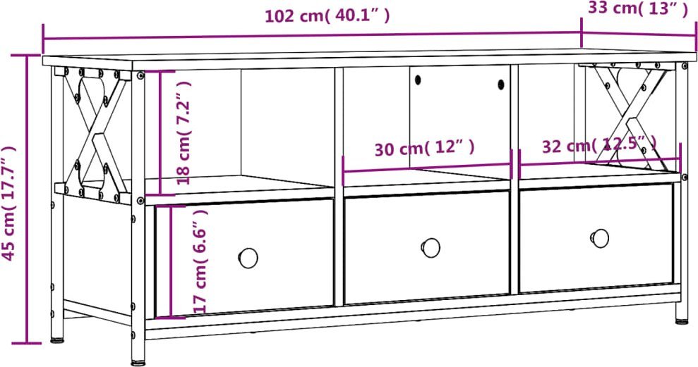 vidaXL Szafka pod telewizor, czarna, 102x33x45 cm