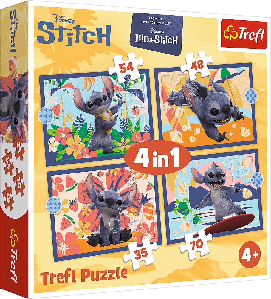 Trefl Puzzle 4w1 Lilo & Stitch, Wakacje na Hawajach - łącznie 207 elementów (34666)