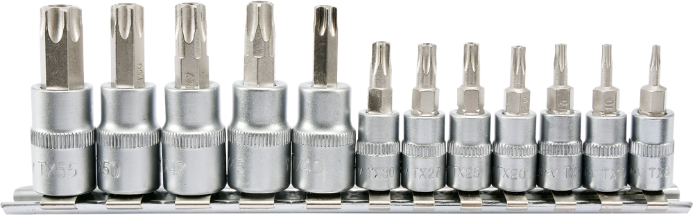 Yato Zestaw nasadek trzpieniowych Torx z otworem 1/4" 3/8" T8-T55 12szt. (YT-04332)