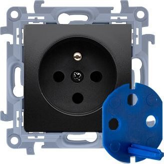 Kontakt-Simon Gniazdo DATA z kluczem uprawniającym (moduł) 16A, 250V~, zaciski śrubowe, czarny mat, SIMON10