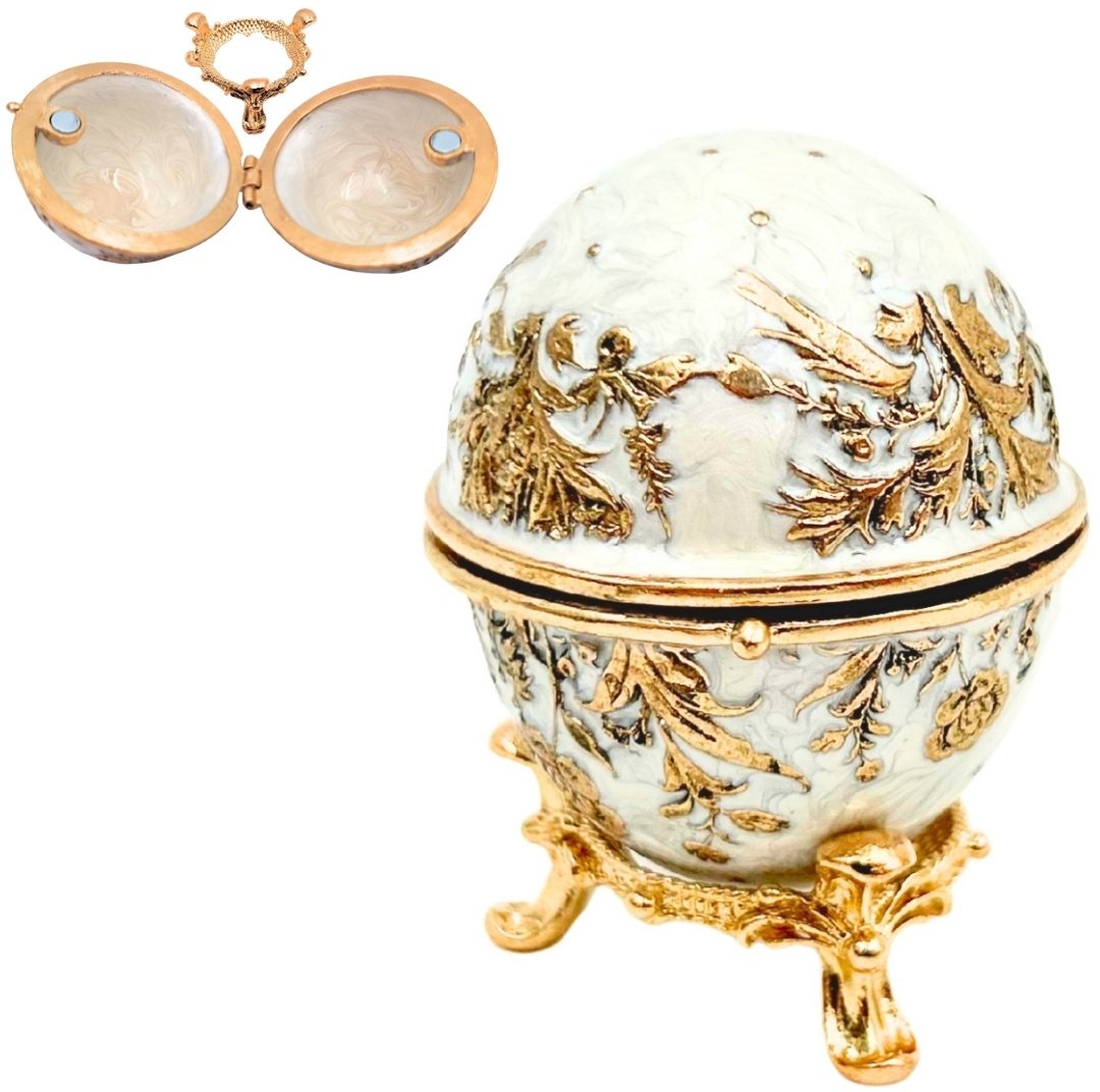 Ekskluzywne Szkatułka Jajo Faberg Metalowa z Kryształkami - B0794-00