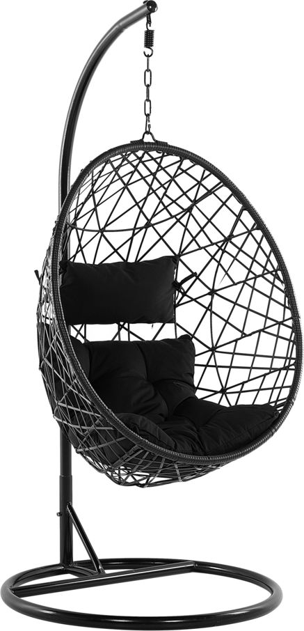 Beliani Fotel wiszący ze stojakiem rattanowy czarny ALATRI