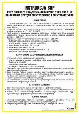 TD Systems IAA21 Instrukcja BHP przy obsłudze urządzenia gaśniczego typu GSE-2xW do gaszenia sprzętu elektrycznego i elektronicznego