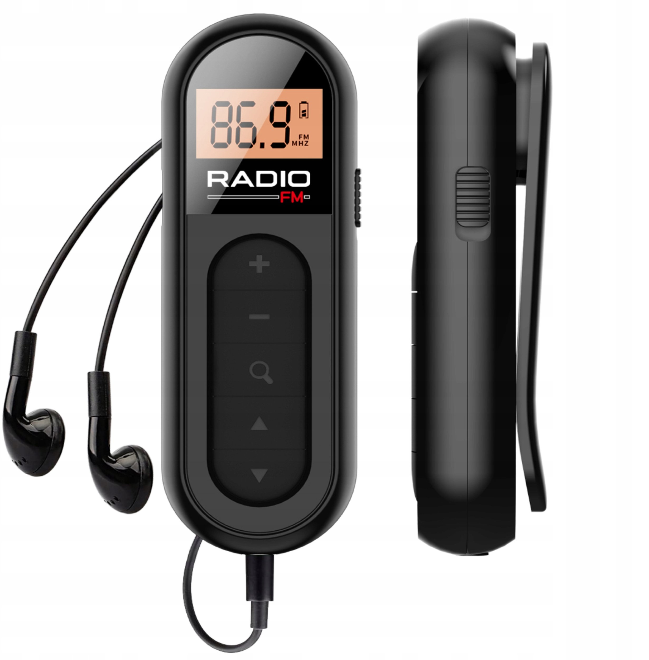 SŁUCHAWKI SPORTOWE Z RADIEM FM DO BIEGANIA TRENINGU DOUSZNE CZARNE + RADIO