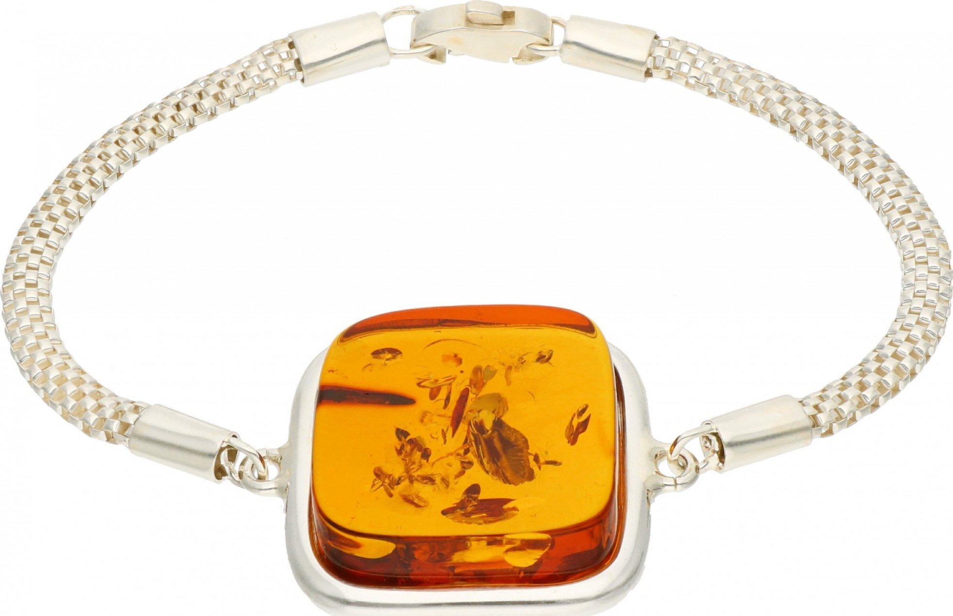 Rosanto Srebrna bransoleta z okazałym bursztynem bałtyckim 19 cm 925