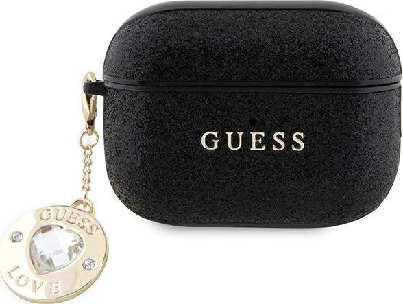 Guess Guess GUAP2PGEHCDK AirPods Pro 2 cover czarny/black Fixed Glitter Heart Diamond Charm