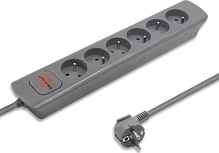 Listwa zasilająca Qoltec 6 gniazd 1.8 m szara (1_819456)