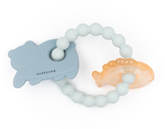 Gryzak silikonowy niebieski Miś i Rybka 4m+ BAMBOOM