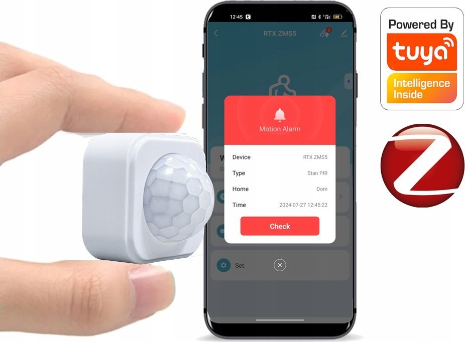 Ekstremalnie mały czujnik sensor ruchu PIR ZigBee TUYA Smart RTX Eco