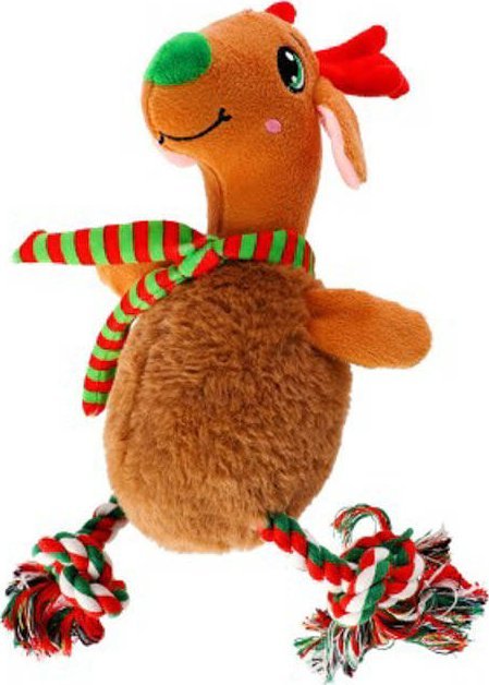 Dingo Zabawka piszcząca dla psa - Renifer ze sznurem do przeciągania 22 cm