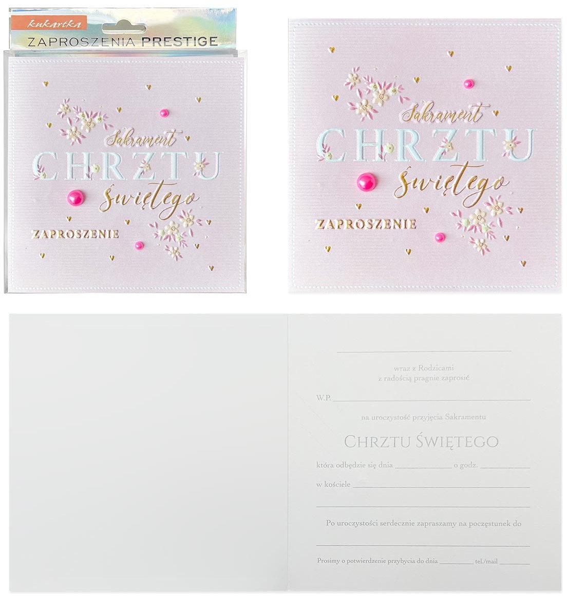 Zaproszenie Chrzest 5szt