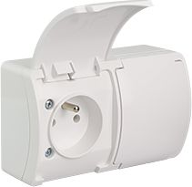 Elektro-Plast Gniazdo podwójne 2 x 2P+Z IP44 białe z klapką białą (61.380)