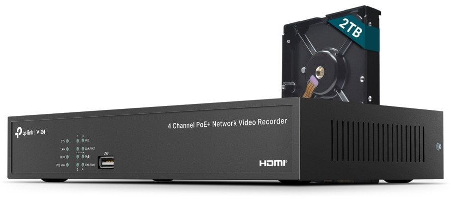 Omada VIGI NVR1004H-4P-2TB VIGI 4 Channel PoE Video Recorder