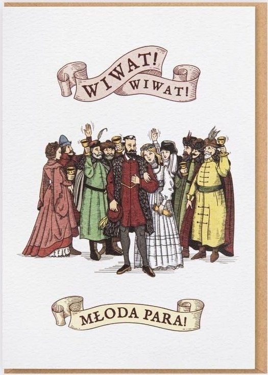 Nadwyraz.com Karnet Ślub - Wiwat! Wiwat! Młoda Para!