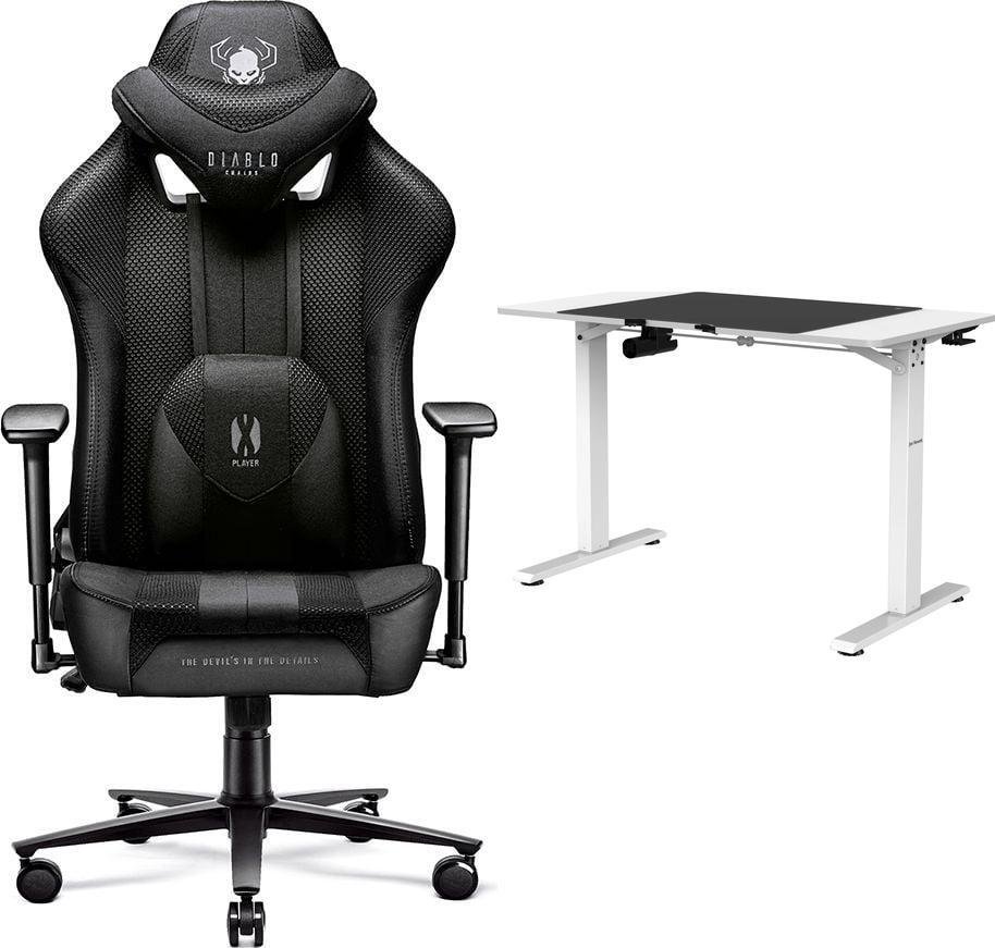 Fotel Diablo Chairs X-PLAYER 2.0 Normal Size Czarny + EGON 1100 Białe 110 cmx60 cm