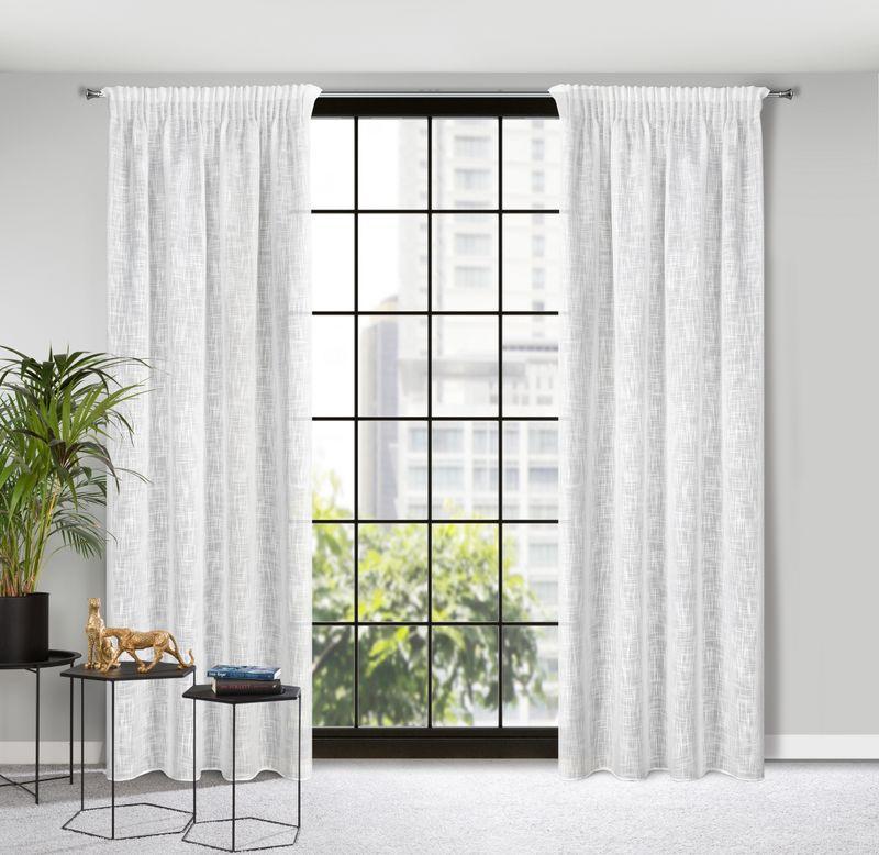 Eurofirany ZASŁONA GOTOWA LIREN NA TAŚMIE 140X270 CM BIAŁY