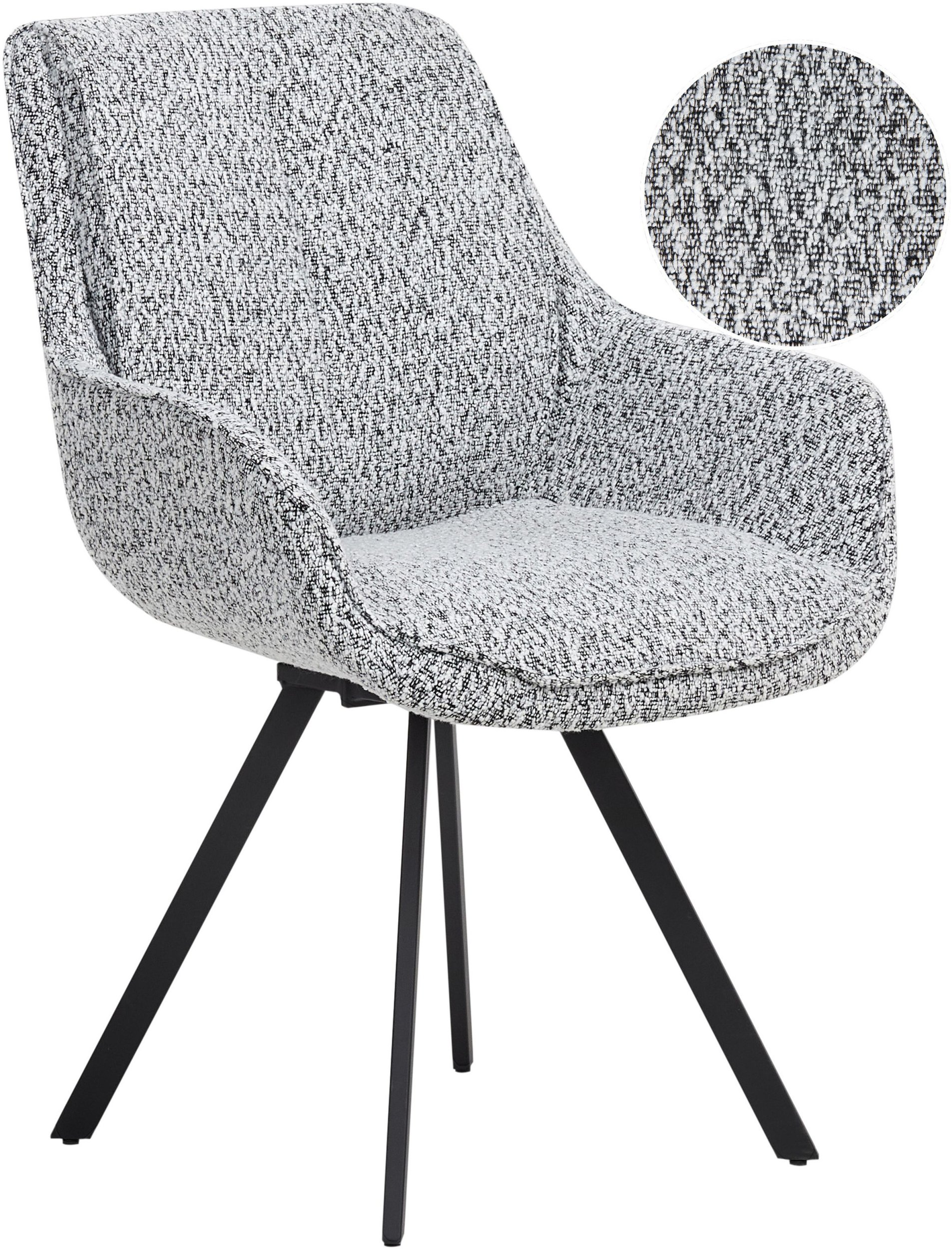 Krzesło do jadalni Obrotowy MARCELLUS Boucle Czarny/ biały