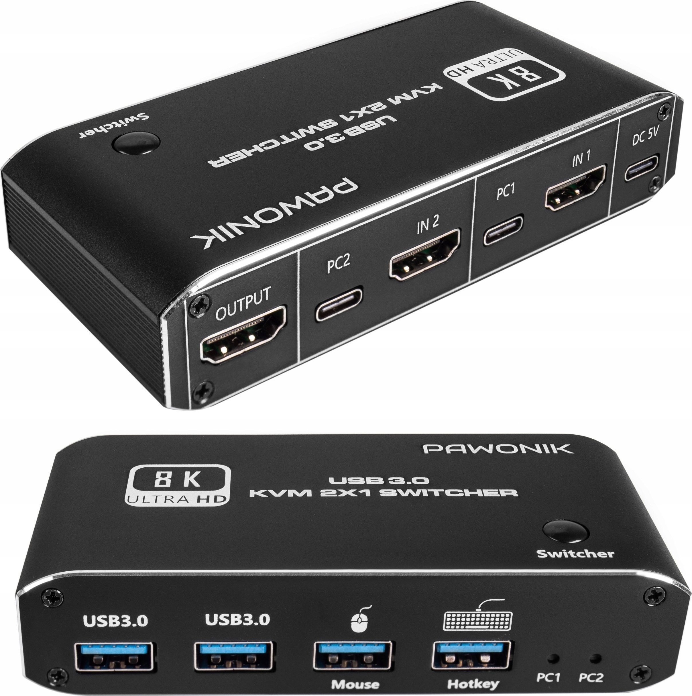 Pawonik Konsola KVM HDMI 2.1 Przełącznik SWITCH 4K120HZ 8K