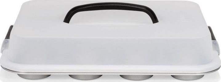 Patisse forma do muffinów z pokrywą 35 cm stal srebrna 12 przegródek