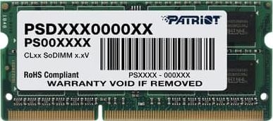 Pamięć do laptopa Patriot Signature, SODIMM, DDR3L, 4 GB, 1600 MHz, CL11 (PSD34G1600L2S)