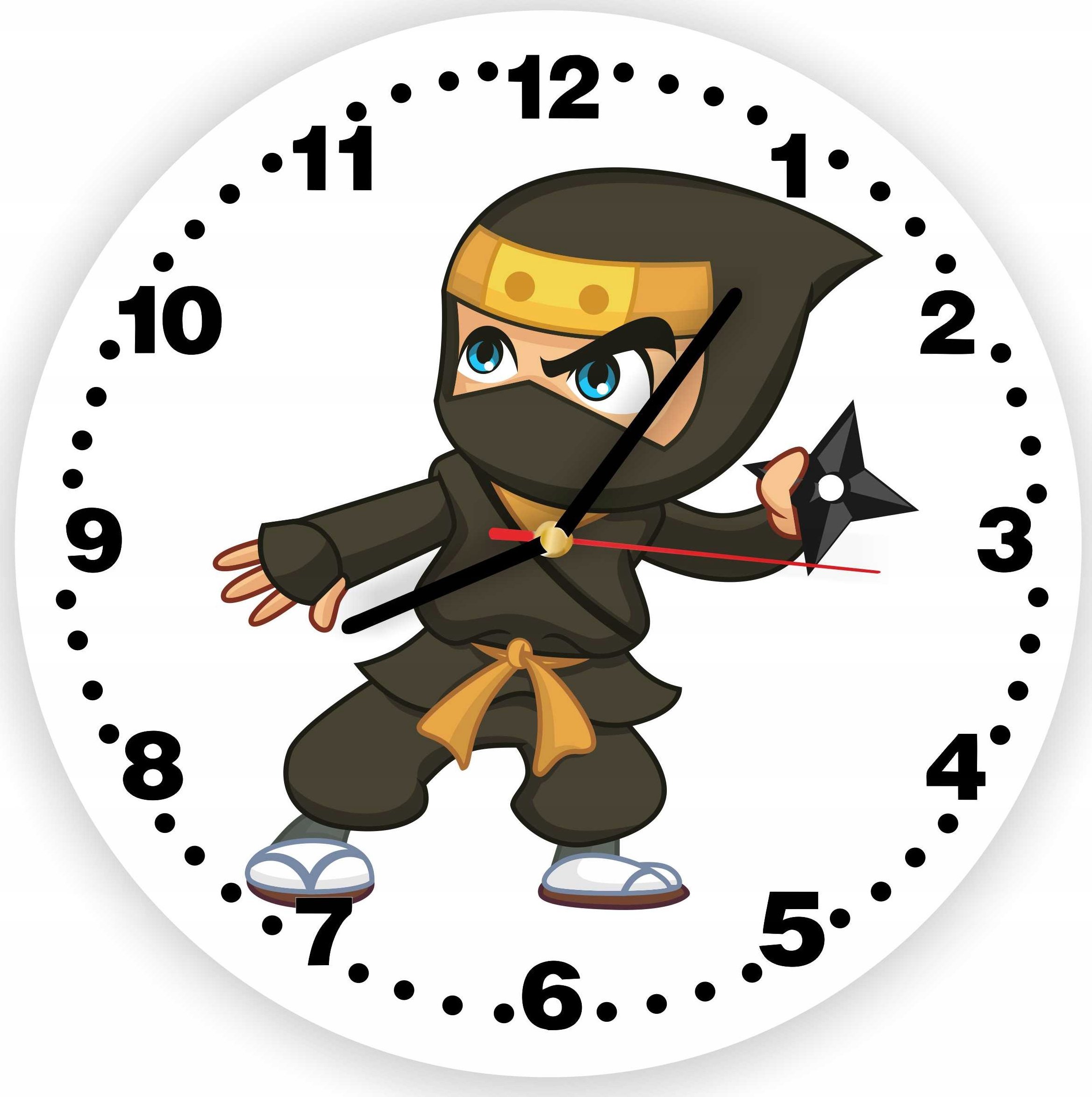 naSciane Zegar ścienny czarny NINJA wojownik na prezent