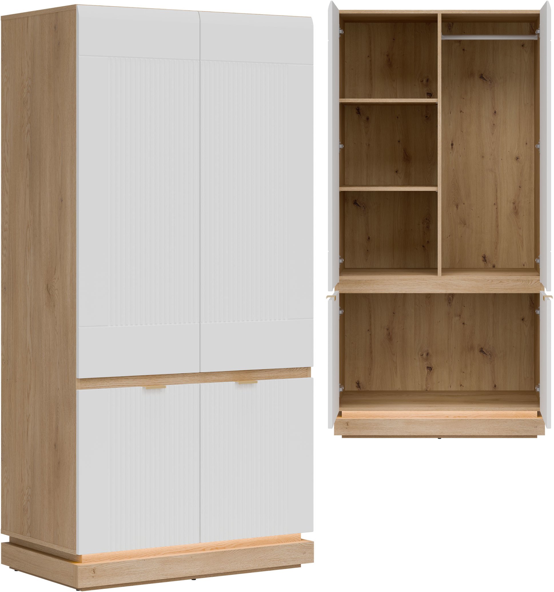 Szafa pokojowa uchylna na ubrania Dąb Cremona Biały MILTON ML08