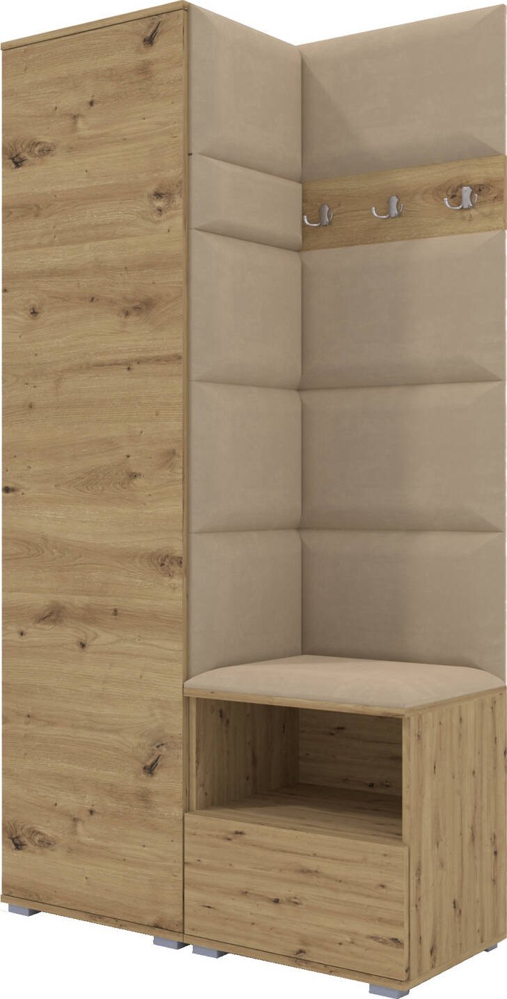 Ravio Tapicerowana garderoba Nela I w kolorze dąb artisan i tkaninie Trinity 04