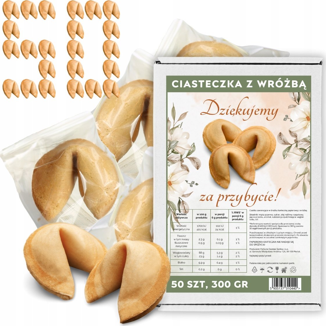 MagiaCiast Ciasteczka z Wróżbą dla gości Dziękujemy za Przybycie Magiczne Ciastko 50