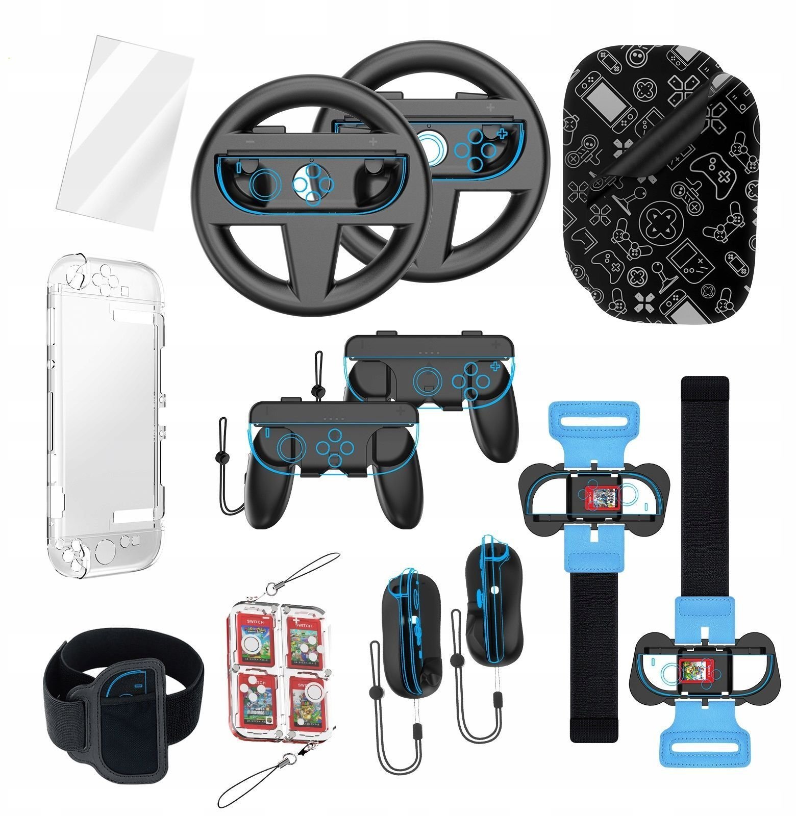 Zestaw 14w1 Akcesoria Uchwyty Futerał Ładowarka Stojak Do Nintendo Switch 2 / Jys-ns2317