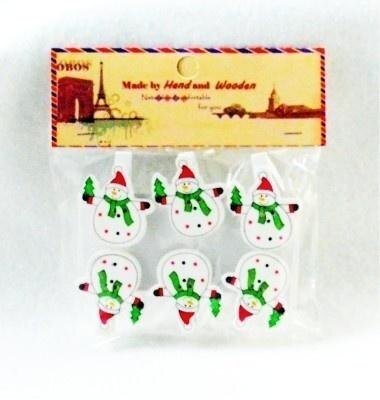 Skrzynkazdrewna Klamerki ozdobne zimowe bałwanek 6szt