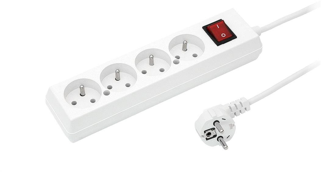 Przedłużacz z wyłącznikiem 4-gniazda z/u 10A 1,5m /OMY 3x1/ biały PS-470WS T-105940